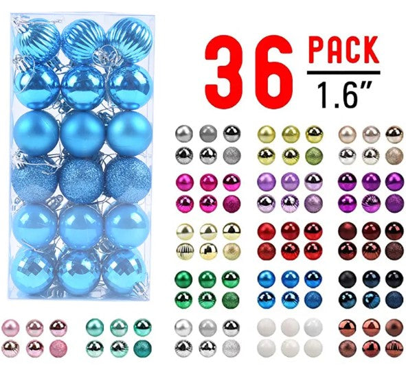 Pack de 36 Bolas Navideñas Decorativas